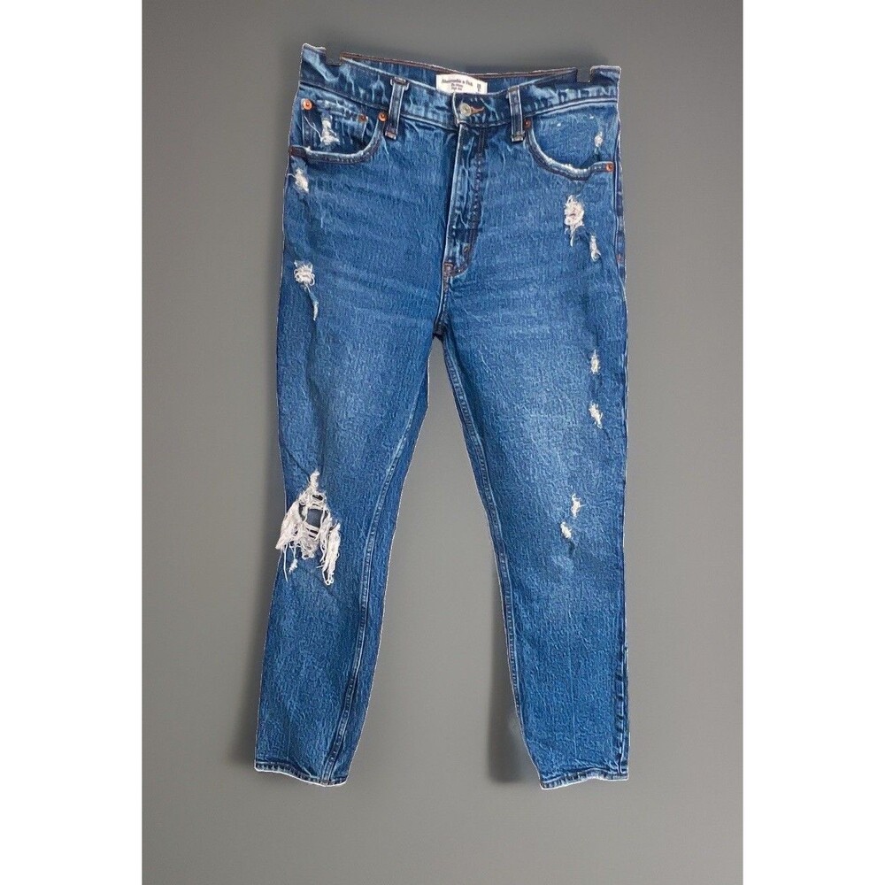 Abercrombie & Fitch Women’s Blue High Rise Skinny Distressed Denim Jeans 28
